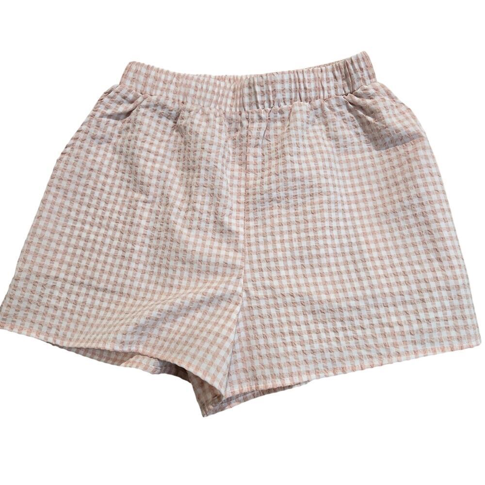 NEW Klesis Pink Gingham Shorts Textured High-rise Sz S Garden Girl